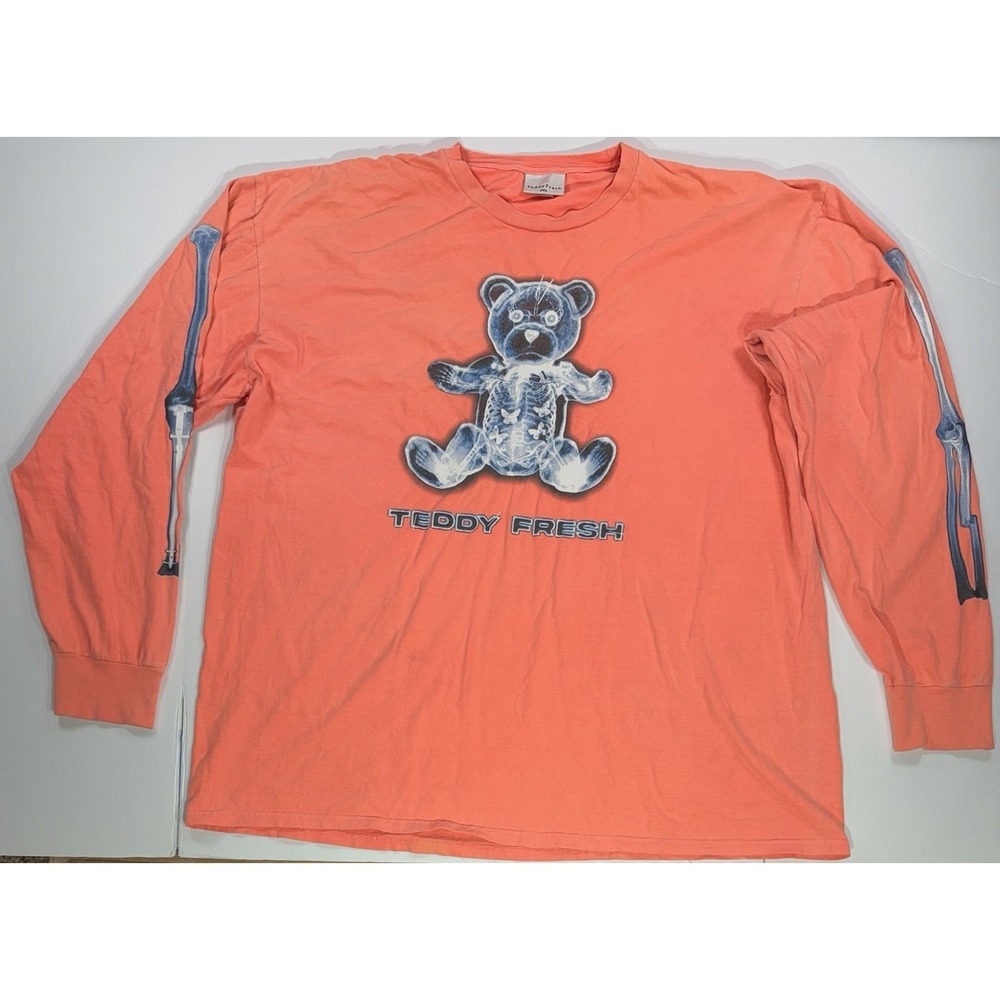 Teddy Fresh X-Ray Bear Long Sleeve T-Shirt Orange Streetwear 2XL